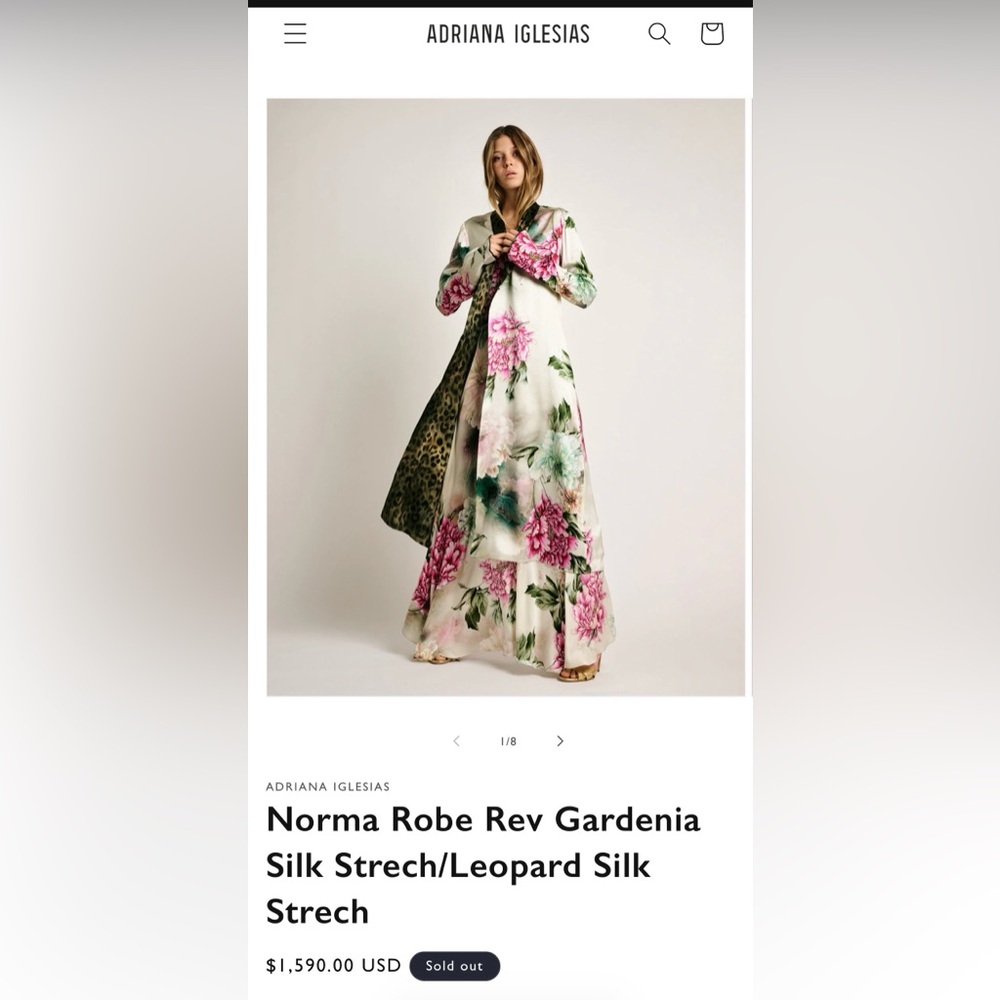94% Silk Gardenia Robe by Adriana Iglesias - Picture 3 of 15
